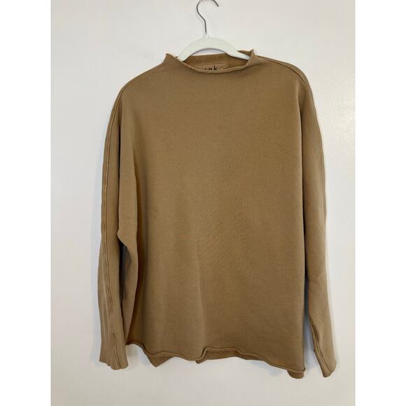 NWOT Frank & Eileen Effie Casual Chic Long Sleeve Funnel Neck Caplet Camel Large - Picture 4 of 9